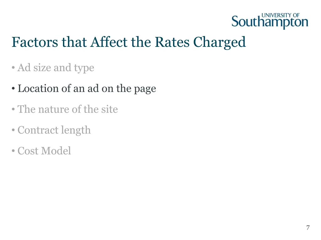 factors that affect the rates charged 1