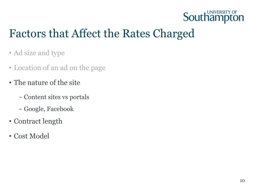 factors that affect the rates charged 2