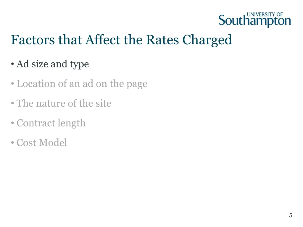 factors that affect the rates charged