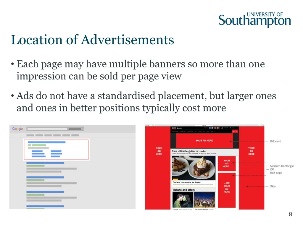 location of advertisements