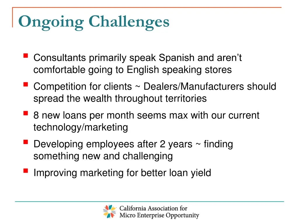 ongoing challenges