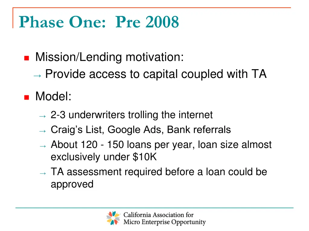 phase one pre 2008
