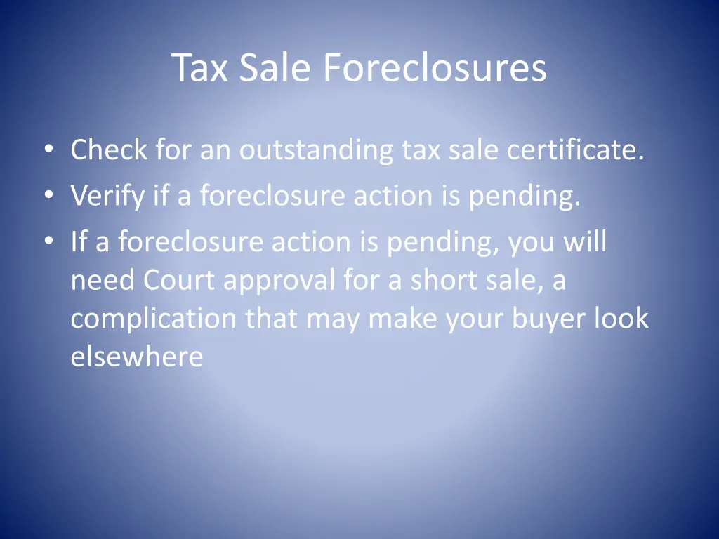 tax sale foreclosures