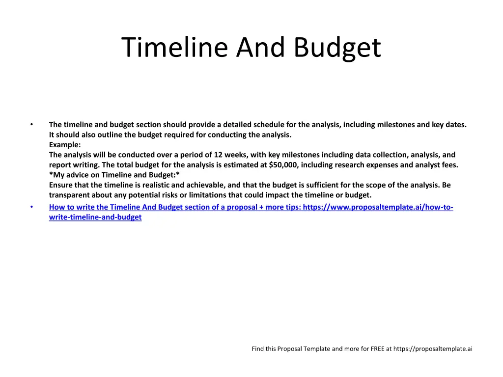 timeline and budget