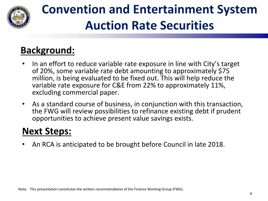 convention and entertainment system auction rate