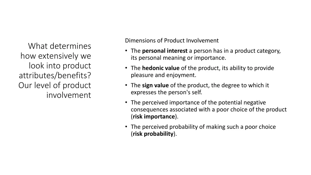 dimensions of product involvement the personal