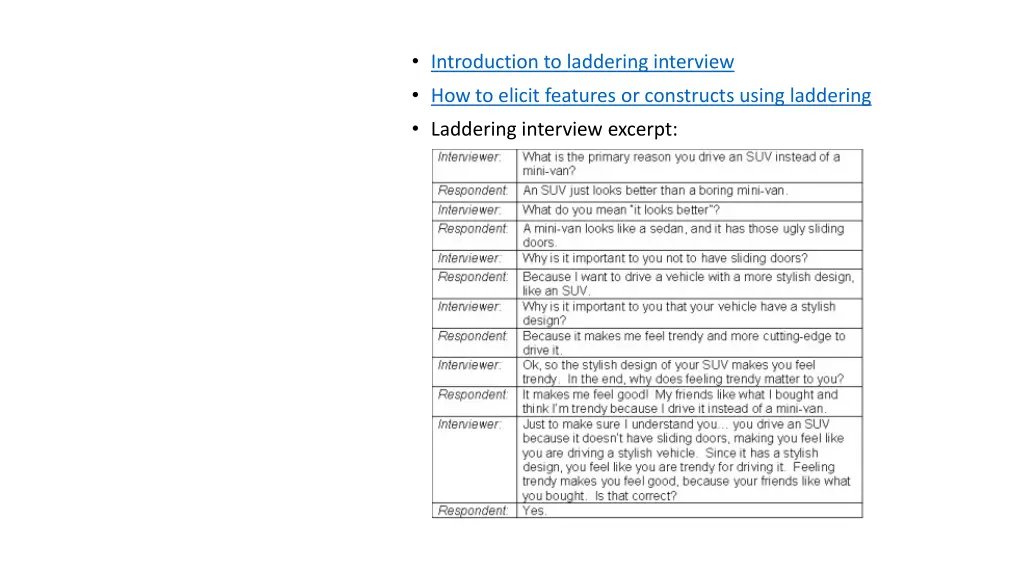 introduction to laddering interview how to elicit
