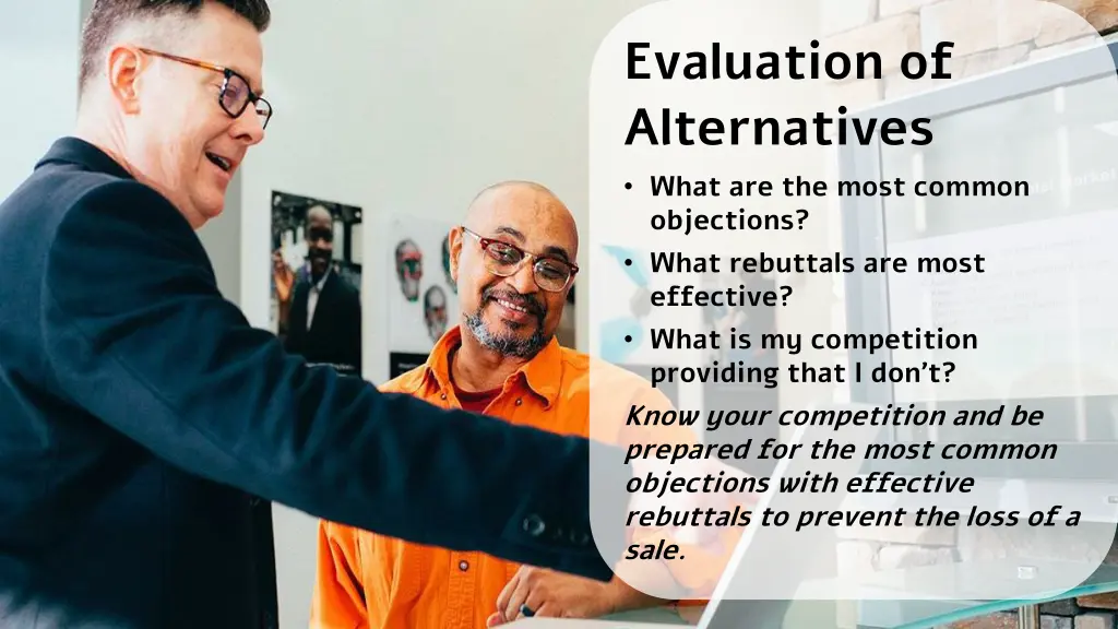 evaluation of alternatives what are the most