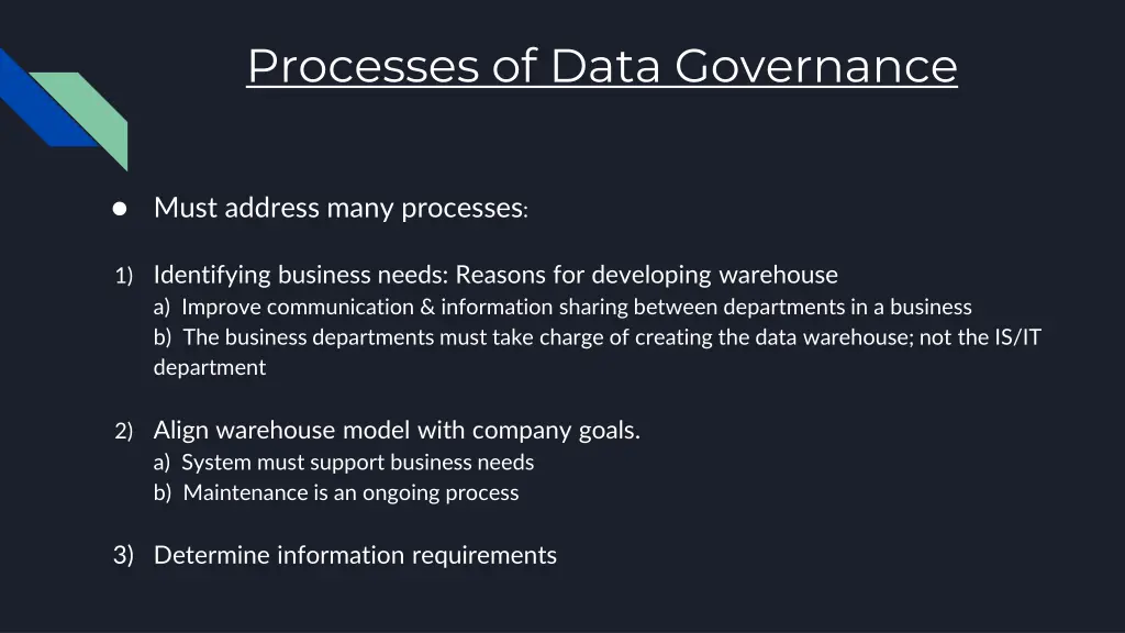 processes of data governance