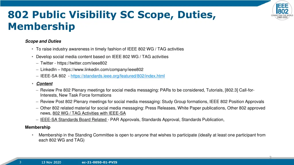 802 public visibility sc scope duties membership
