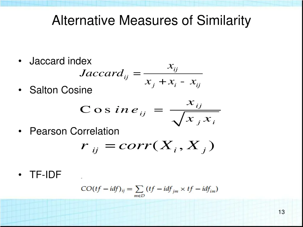alternative measures of similarity