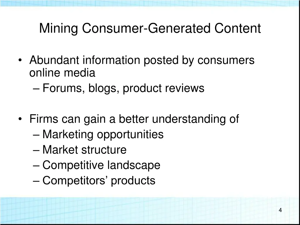 mining consumer generated content