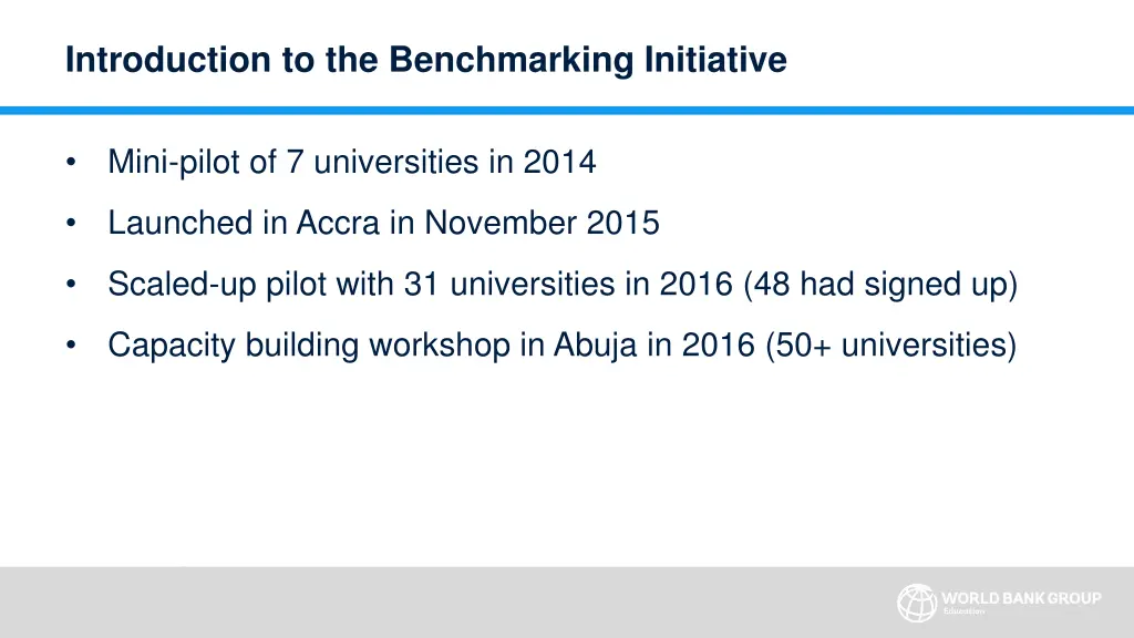 introduction to the benchmarking initiative