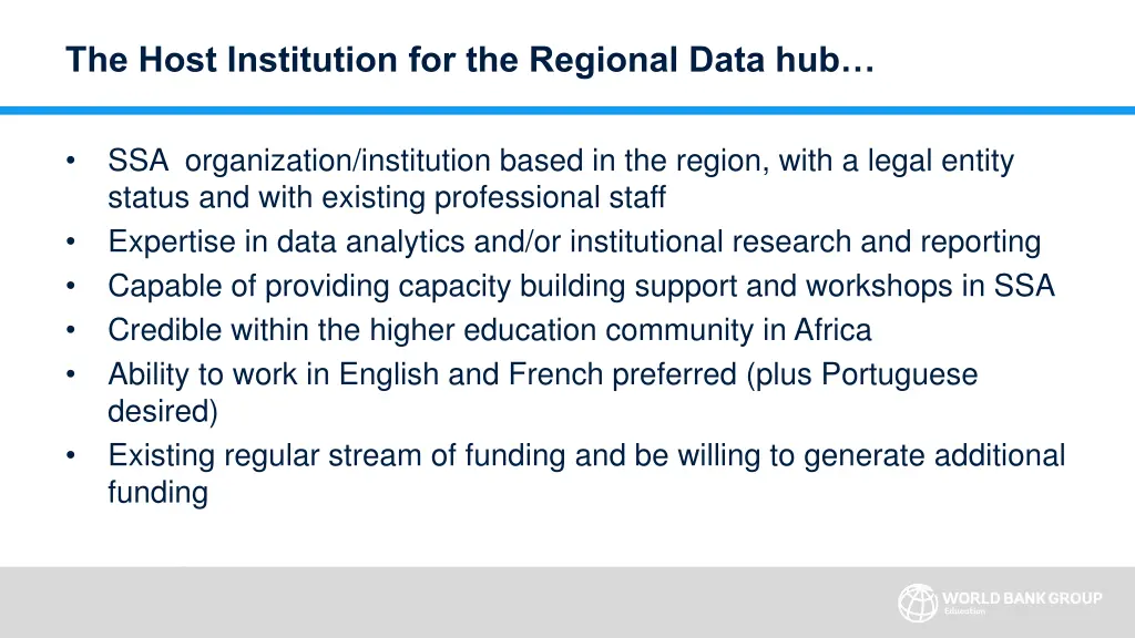 the host institution for the regional data hub