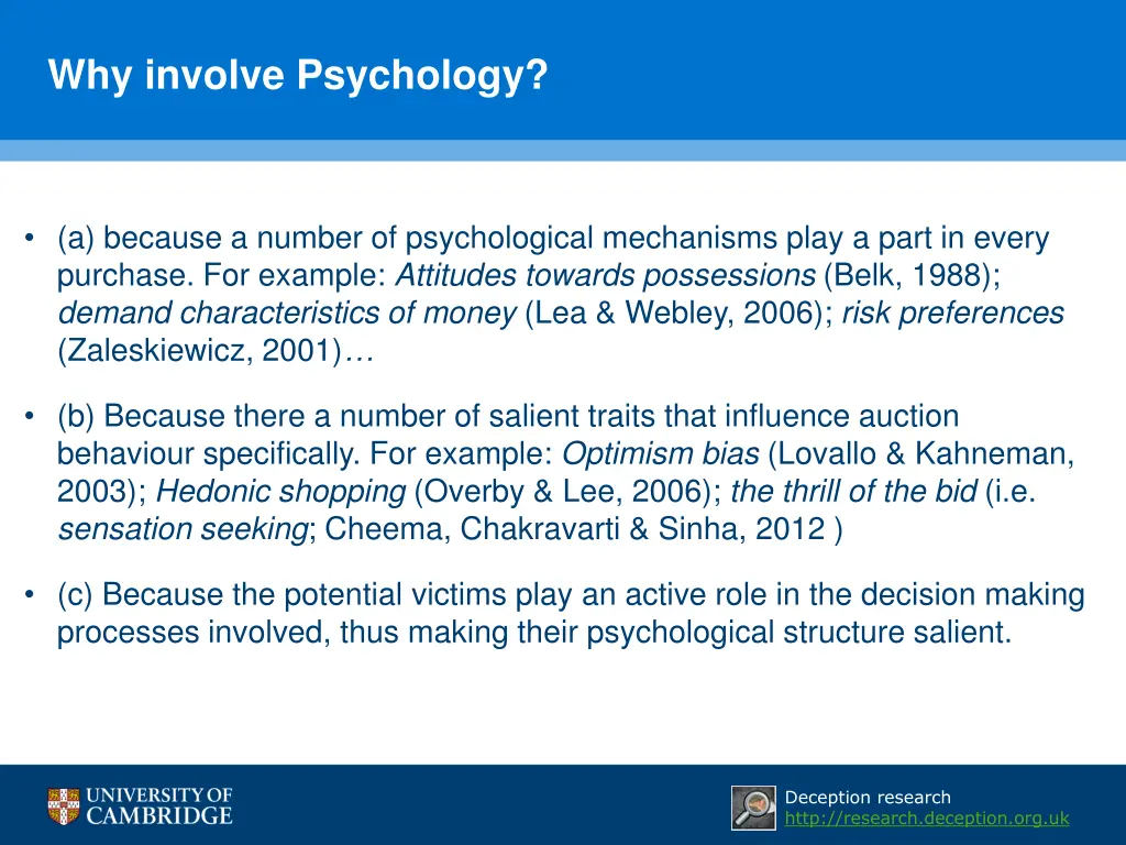 why involve psychology