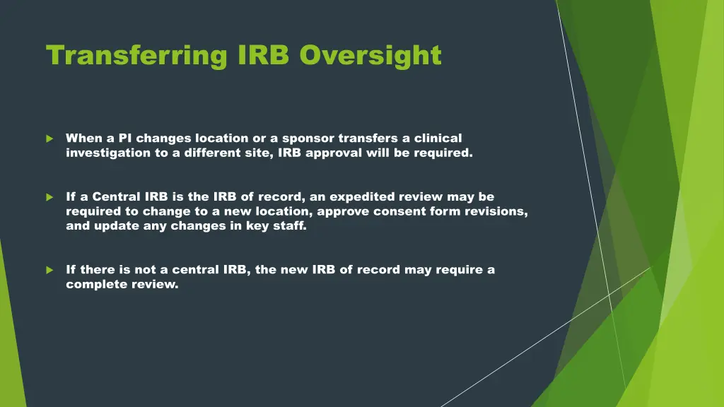 transferring irb oversight