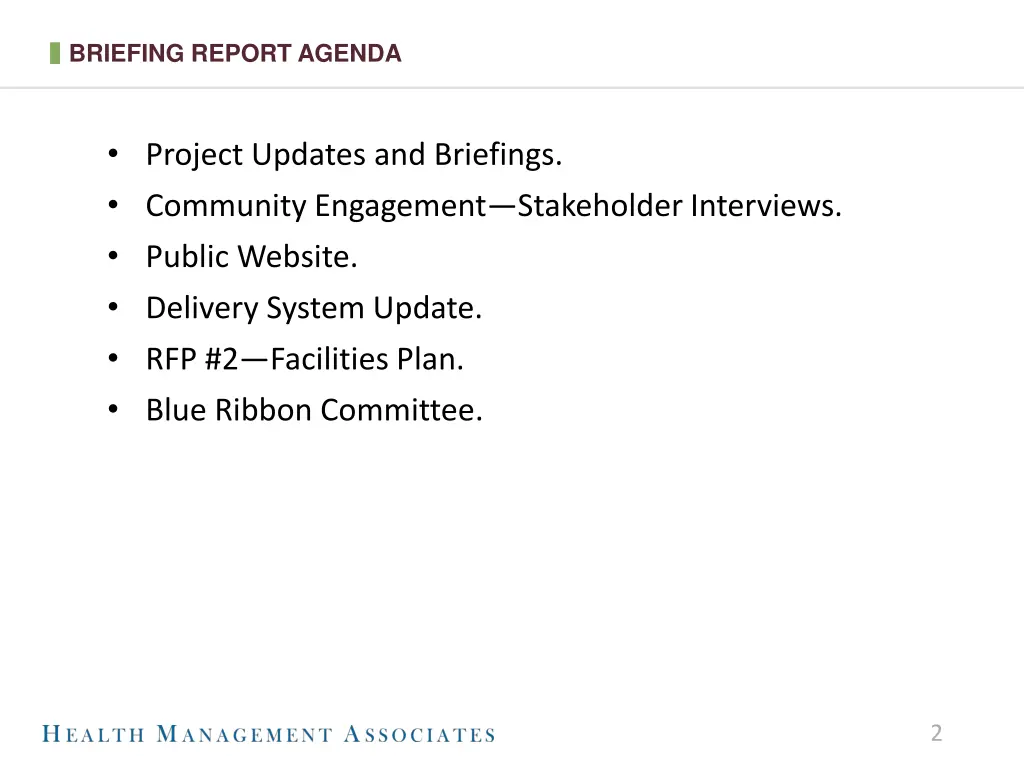 briefing report agenda