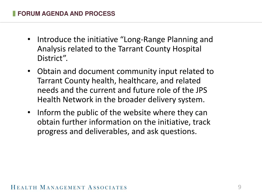 forum agenda and process
