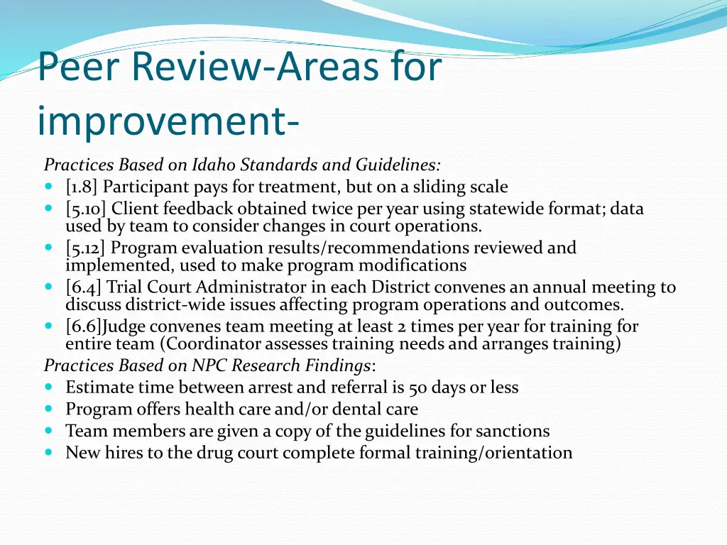 peer review areas for improvement