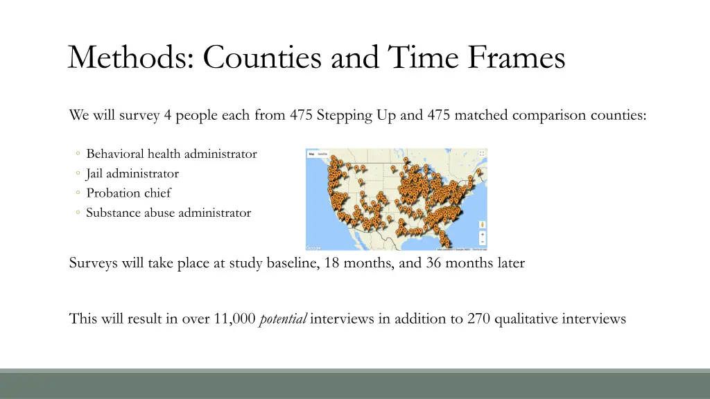 methods counties and time frames