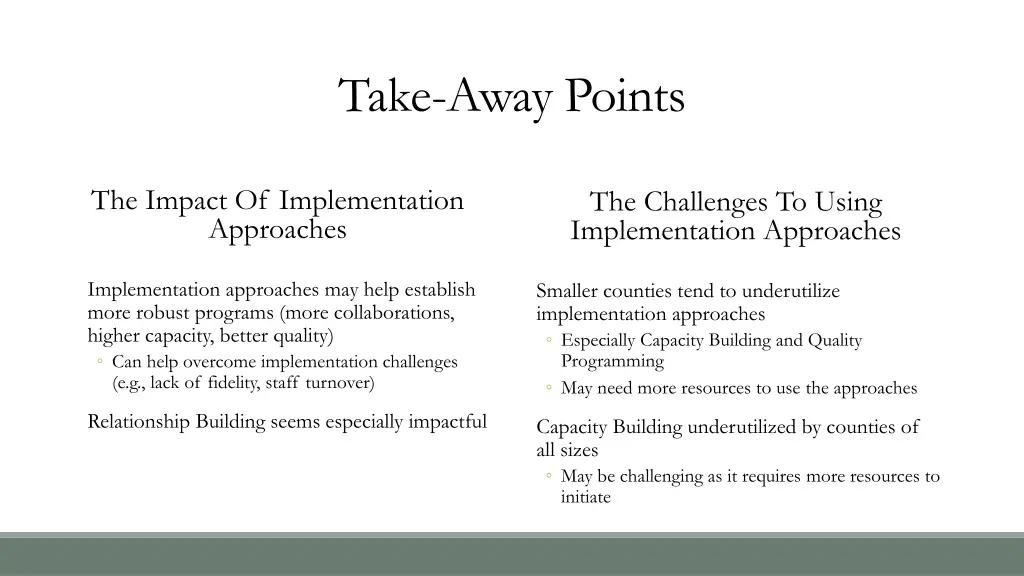 take away points