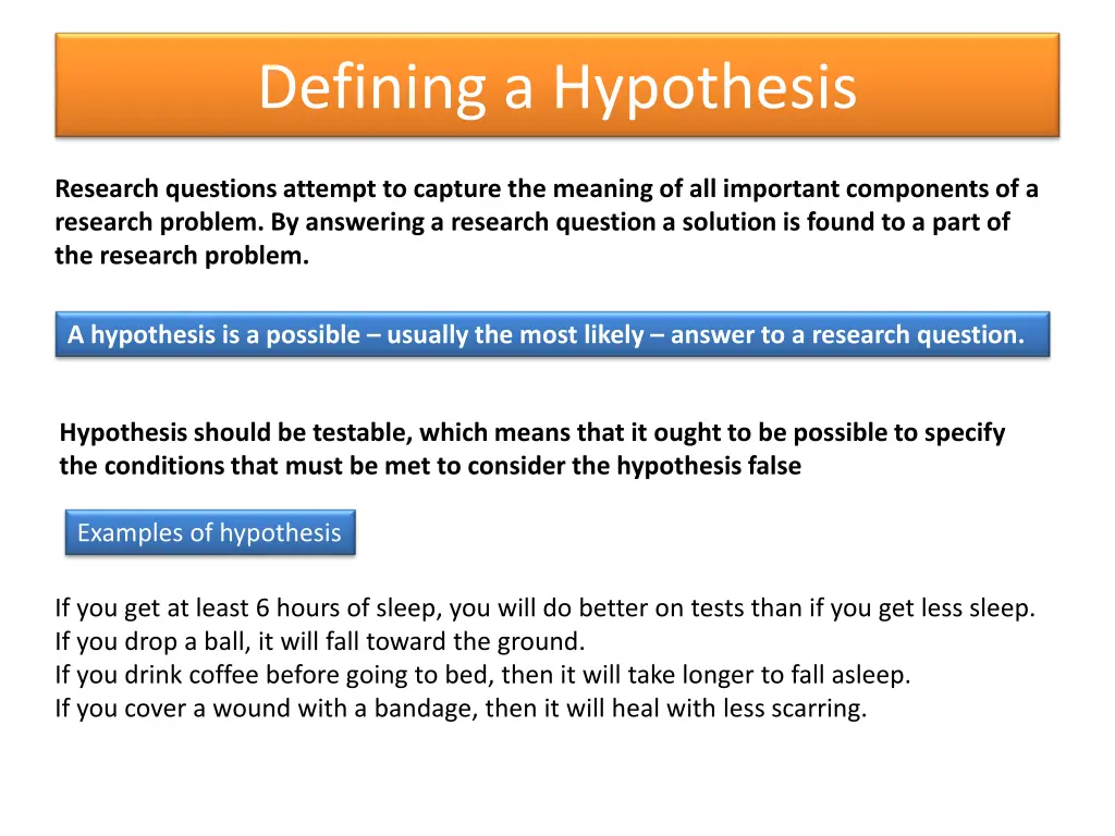defining a hypothesis