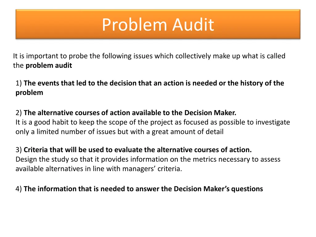 problem audit 1