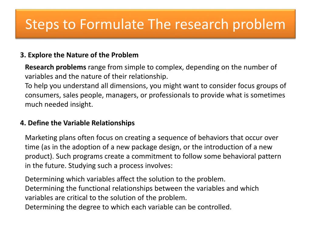 steps to formulate the research problem 1