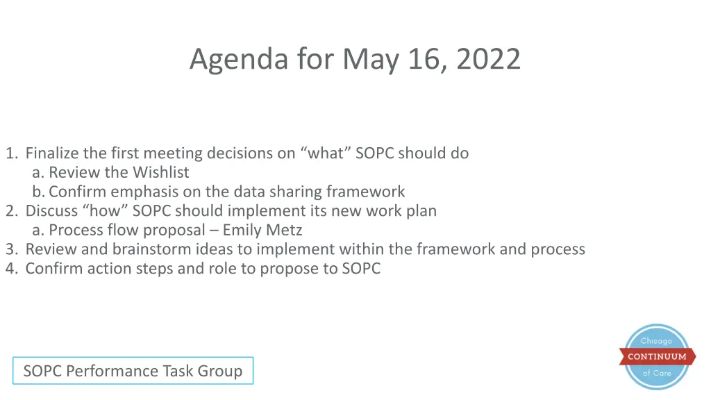 agenda for may 16 2022