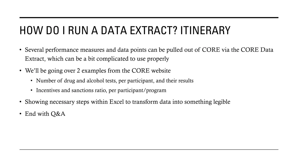 how do i run a data extract itinerary