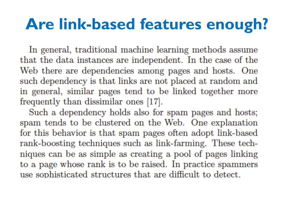 are link based features enough