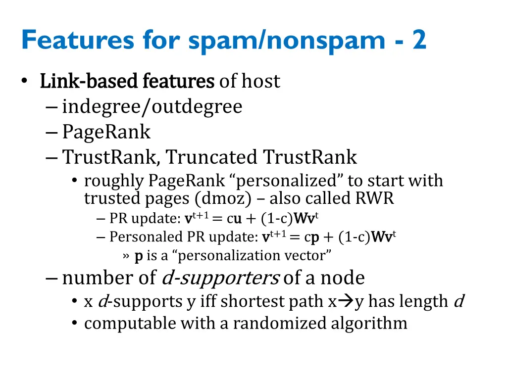 features for spam nonspam 2