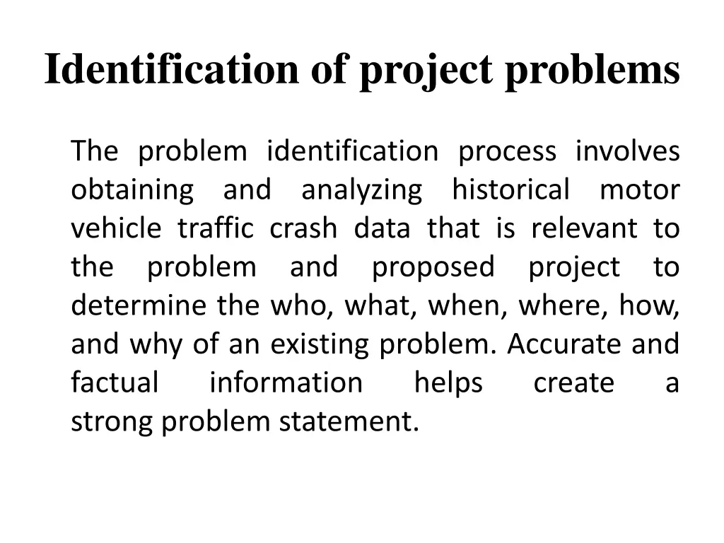 identification of project problems