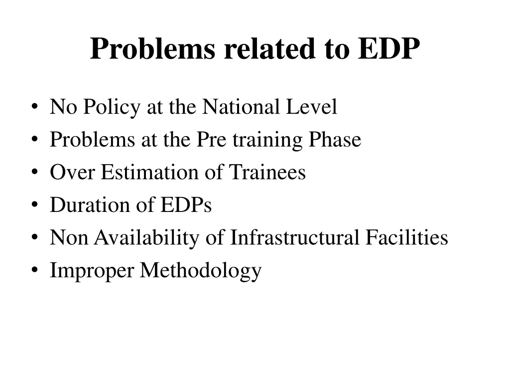 problems related to edp