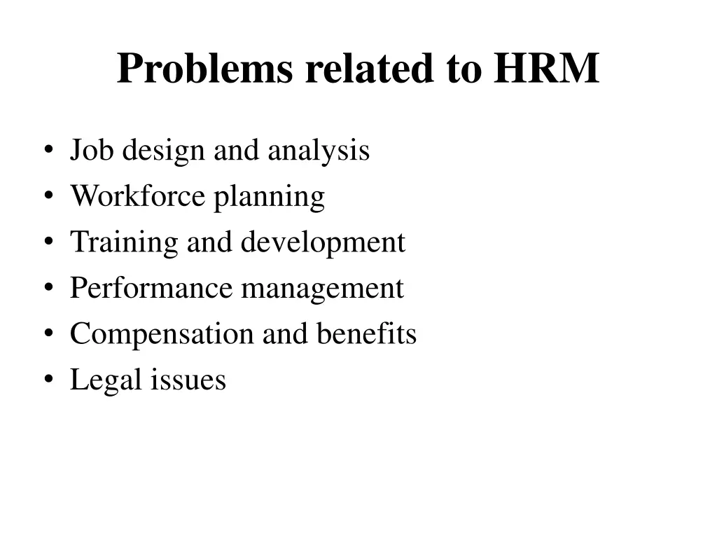 problems related to hrm