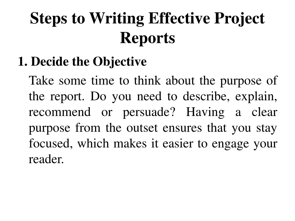 steps to writing effective project reports
