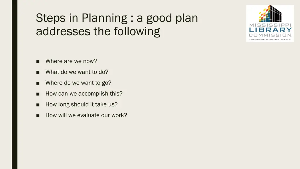 steps in planning a good plan addresses