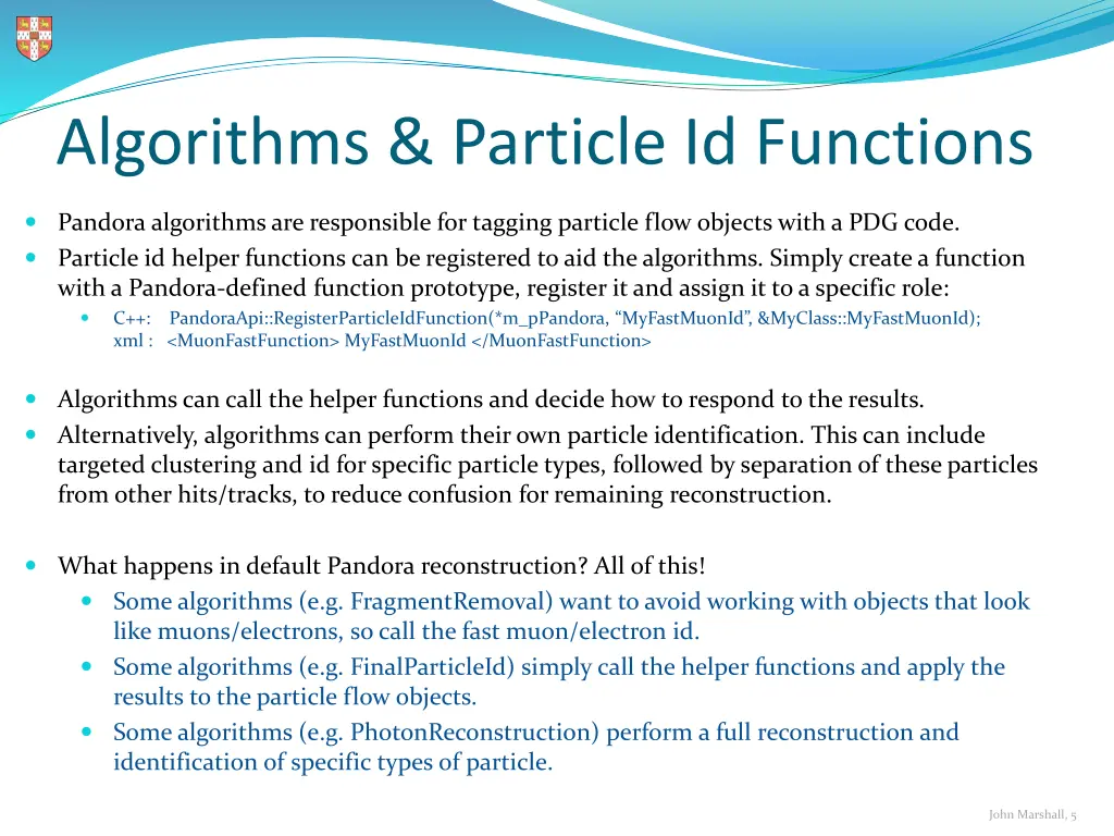 algorithms particle id functions