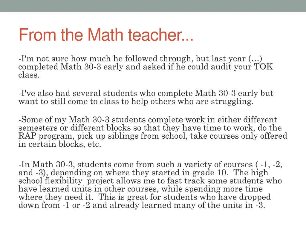 from the math teacher
