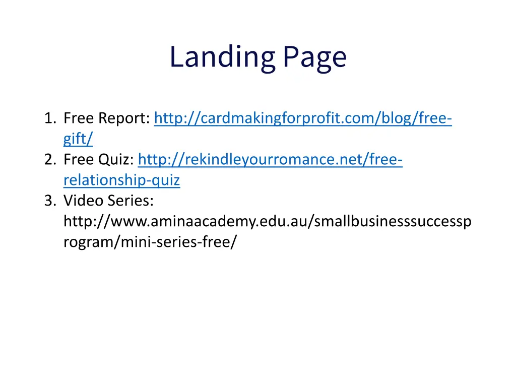landing page