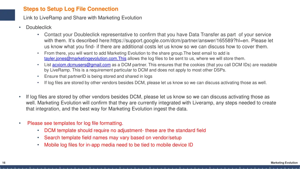 steps to setup log file connection link