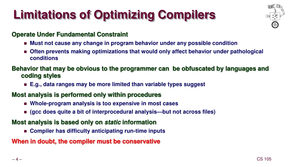 limitations of optimizing compilers