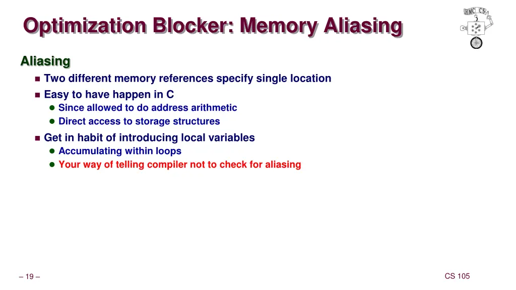 optimization blocker memory aliasing