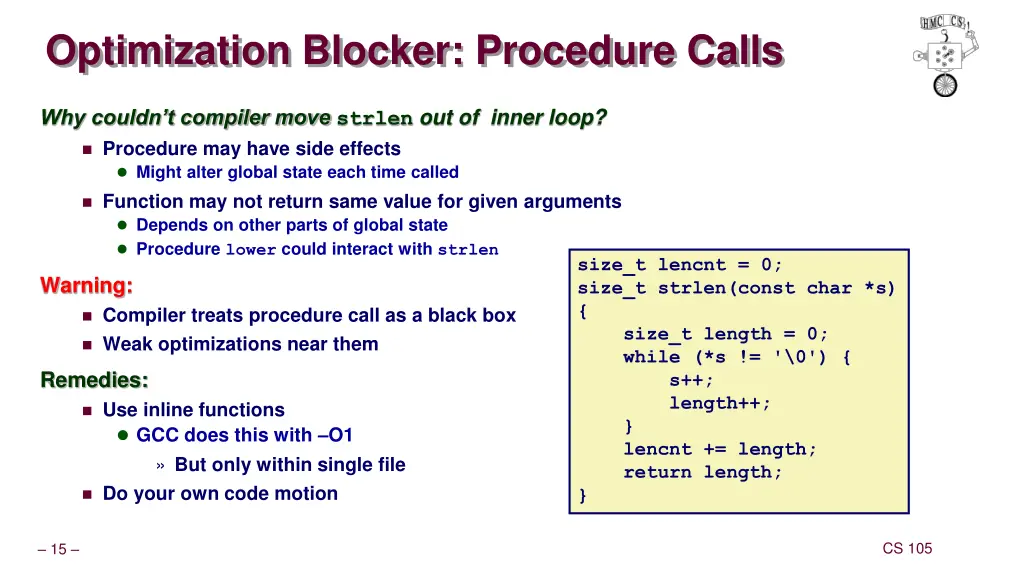 optimization blocker procedure calls