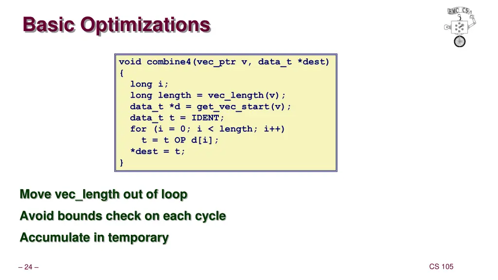 basic optimizations