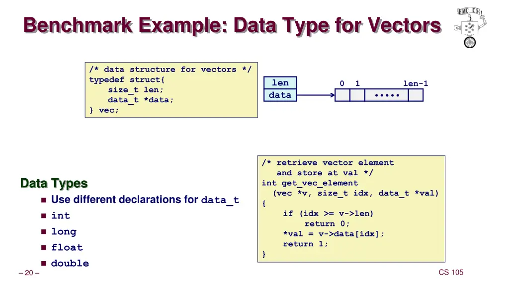benchmark example data type for vectors