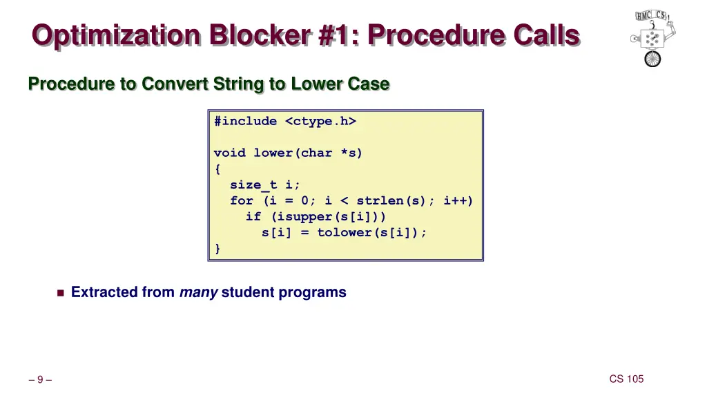 optimization blocker 1 procedure calls