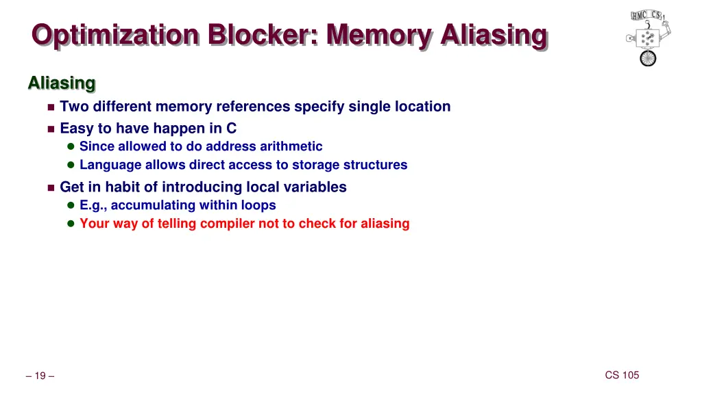 optimization blocker memory aliasing