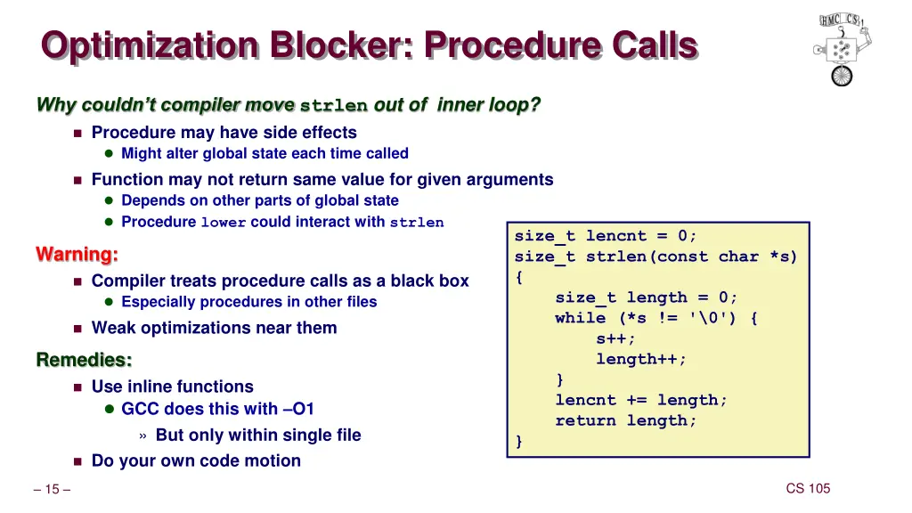 optimization blocker procedure calls