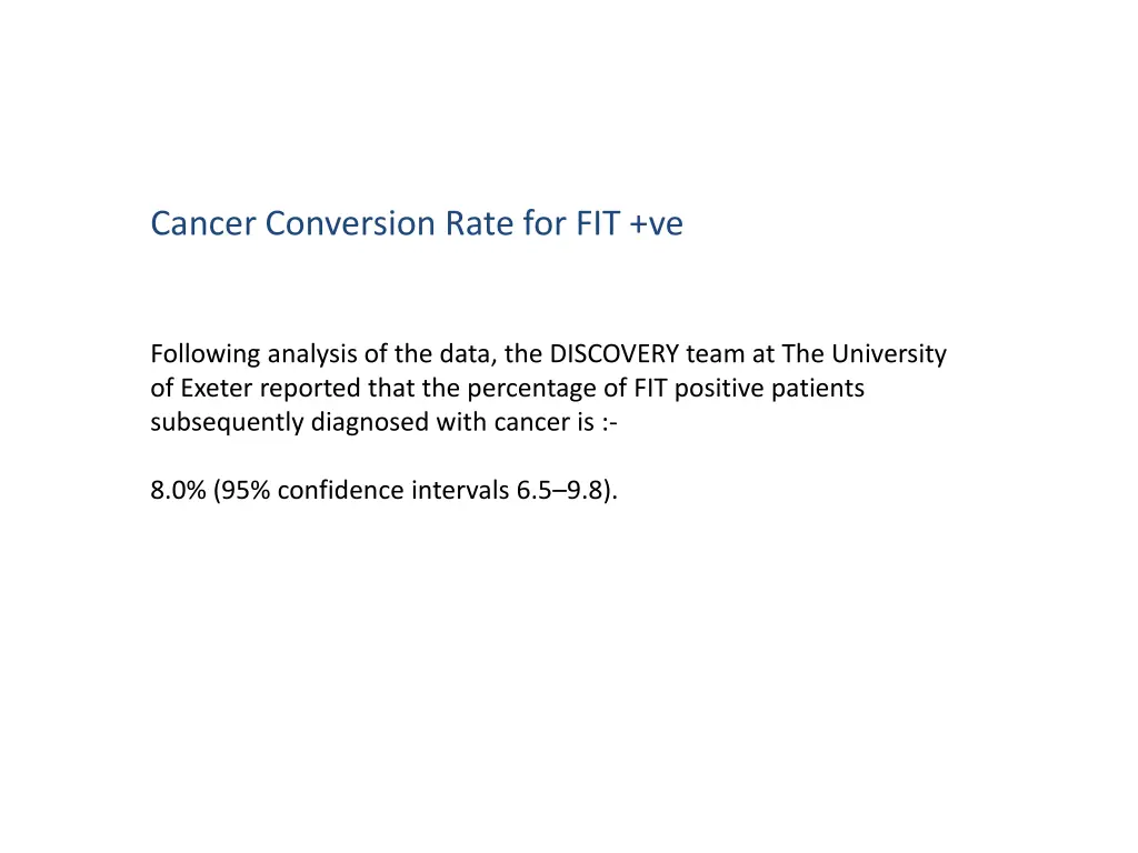 cancer conversion rate for fit ve